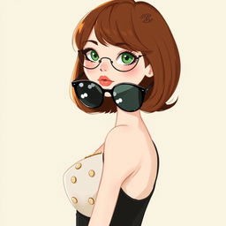 Uma ilustração encantadora de uma jovem mulher em estilo tic