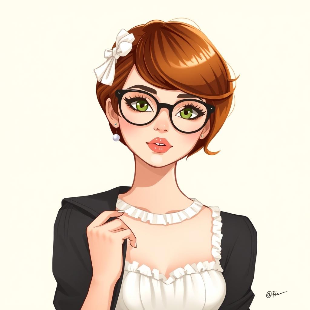 Uma ilustração encantadora de uma jovem mulher em estilo tic