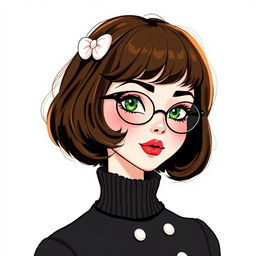 Uma ilustração encantadora de uma jovem mulher em estilo tic