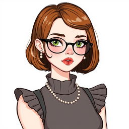 Uma ilustração encantadora de uma jovem mulher em estilo tic