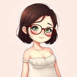 A charming illustration of a young woman with a fat physique, showcasing her light skin and adorable freckles on her face