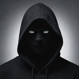 Anime-style depiction of a mysterious male figure enshrouded in a black hood, his face replaced with a stark question mark.