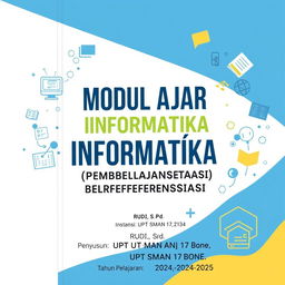 A well-designed cover page for an educational document titled "MODUL AJAR INFORMATIKA (PEMBELAJARAN BERDEFERENSIASI)"