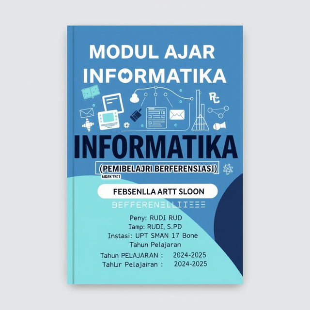 A well-designed cover page for an educational document titled "MODUL AJAR INFORMATIKA (PEMBELAJARAN BERDEFERENSIASI)"