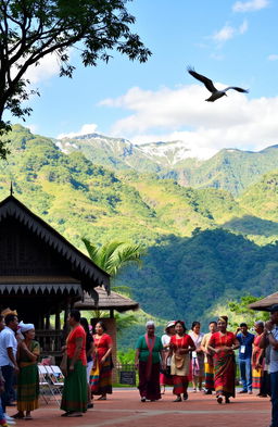 A vibrant scene showcasing the rich cultural diversity of Sulawesi, Indonesia
