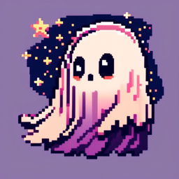 Pixel art profile picture of a cute ghost against a star-speckled midnight blue background.