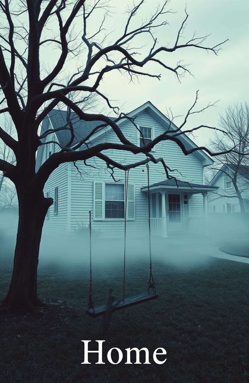 A normal suburban house surrounded by a slightly overcast sky, giving the scene an eerie atmosphere