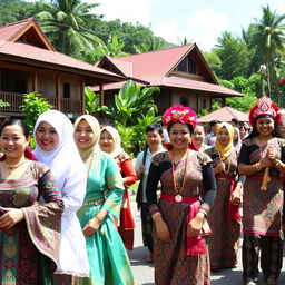 A vibrant scene depicting the Upacara Adat Posuo, showcasing the rich cultural traditions of the South Sulawesi, Indonesia