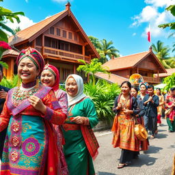 A vibrant scene depicting the Upacara Adat Posuo, showcasing the rich cultural traditions of the South Sulawesi, Indonesia