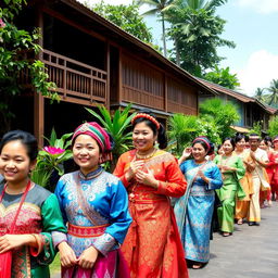 A vibrant scene depicting the Upacara Adat Posuo, showcasing the rich cultural traditions of the South Sulawesi, Indonesia