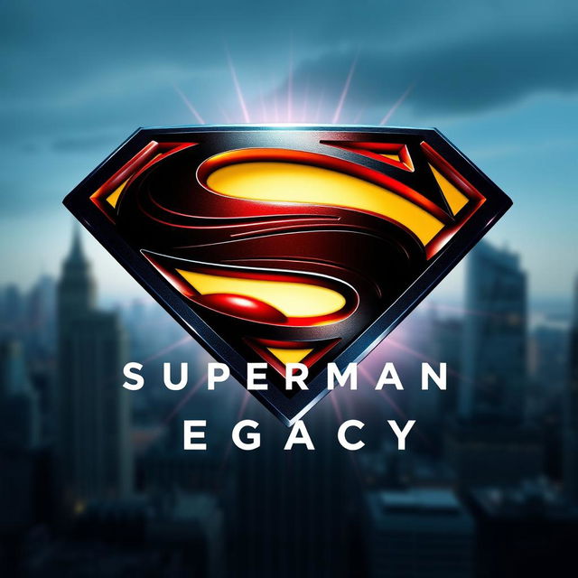 A logo design for the movie "Superman Legacy" featuring a bold and modern reinterpretation of the iconic Superman shield