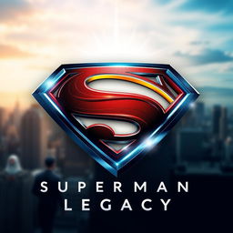 A logo design for the movie "Superman Legacy" featuring a bold and modern reinterpretation of the iconic Superman shield