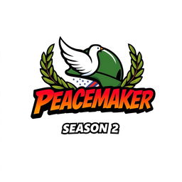A logo design for the TV series 'Peacemaker Season 2', featuring a bold and vibrant color palette