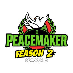 A logo design for the TV series 'Peacemaker Season 2', featuring a bold and vibrant color palette