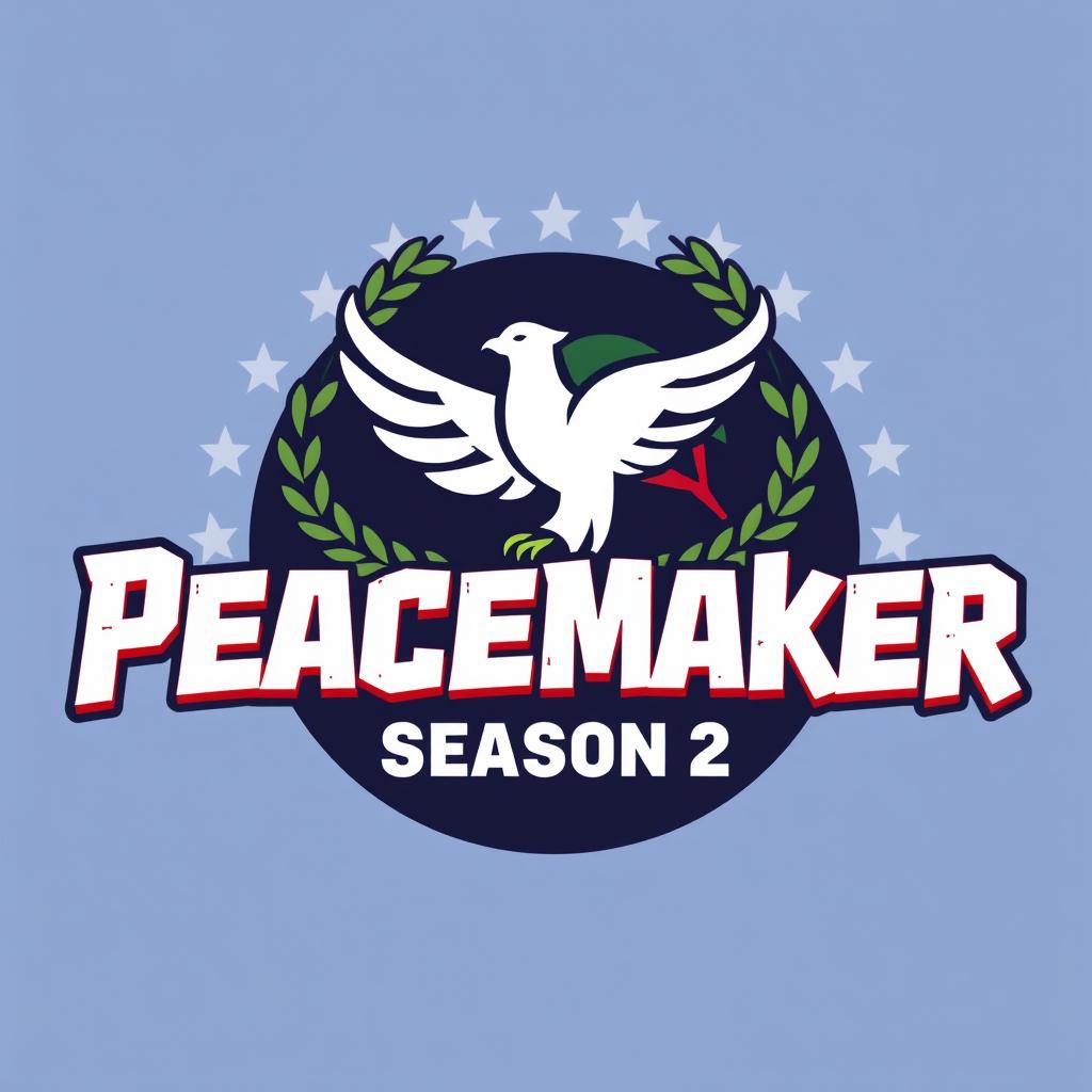 A logo design for the TV series 'Peacemaker Season 2', featuring a bold and vibrant color palette