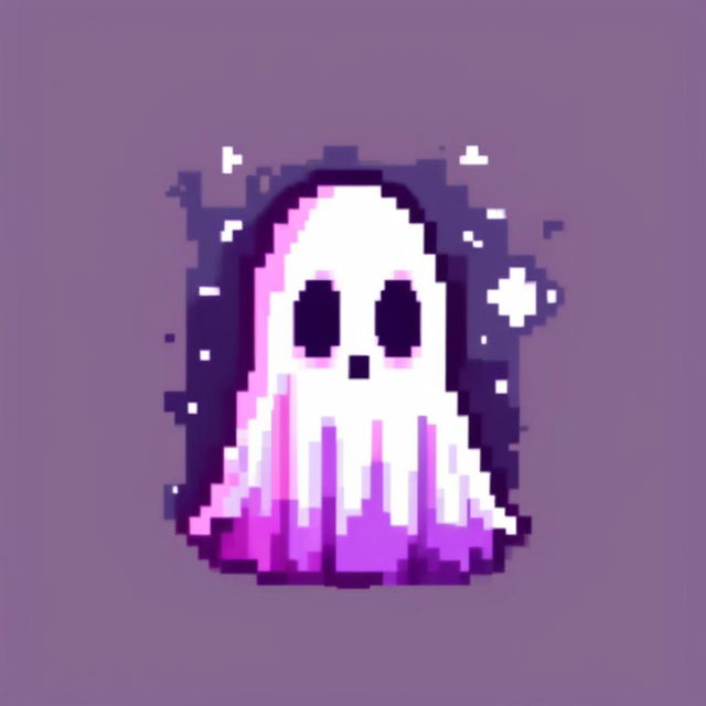 Pixel art profile picture of a scary ghost against a star-speckled midnight blue background.