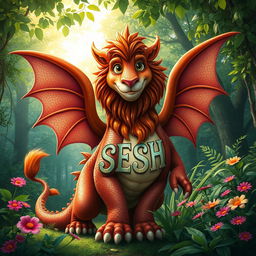 A fantastical creature featuring the word 'SESH' emblazoned on its chest
