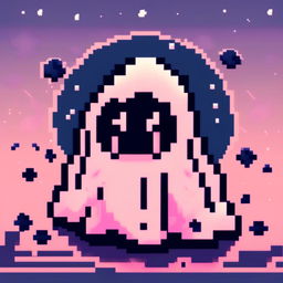 Pixel art profile picture of a scary ghost against a star-speckled midnight blue background.