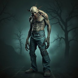A decaying monstrous creature standing in a dark, eerie environment