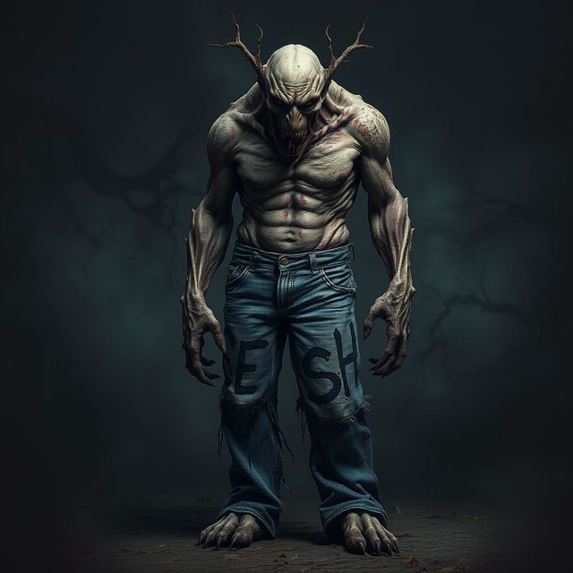A decaying monstrous creature standing in a dark, eerie environment