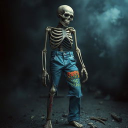 A decaying skeleton creature standing in a dark, unsettling environment