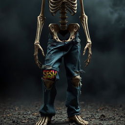 A decaying skeleton creature standing in a dark, unsettling environment