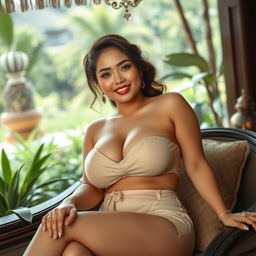 A beautiful Indonesian woman of Central Asian descent, featuring an alluring and striking presence