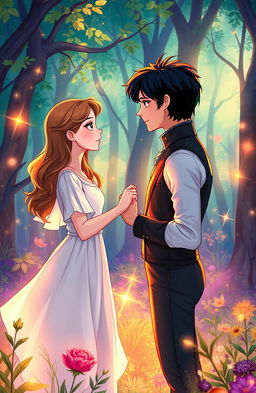 A romantic scene titled 'A Love Between Two Worlds'