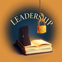 A captivating leadership book cover design featuring an ornate, leather-bound journal with intricate patterns