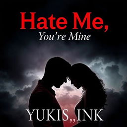 A dramatic and captivating book cover featuring the title "Hate Me, You're Mine" in bold, stylish typography at the top