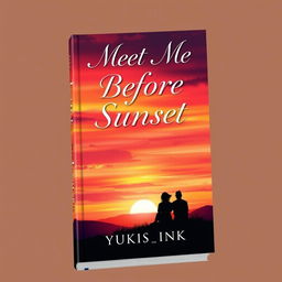 A beautifully crafted book cover featuring the title "Meet Me Before Sunset" in elegant, cursive typography at the top