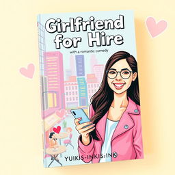 An eye-catching book cover featuring the title "Girlfriend for Hire" in playful and modern typography at the top