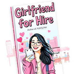 An eye-catching book cover featuring the title "Girlfriend for Hire" in playful and modern typography at the top