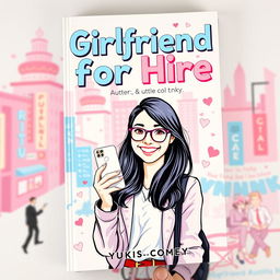 An eye-catching book cover featuring the title "Girlfriend for Hire" in playful and modern typography at the top