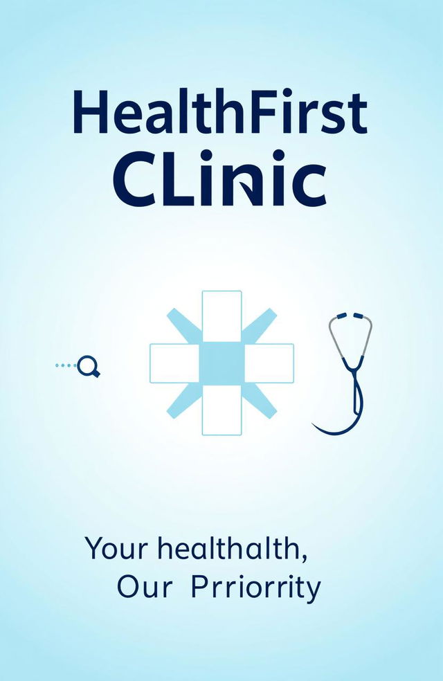 A professional and eye-catching A5 book cover page for a clinic, featuring a modern and sleek design