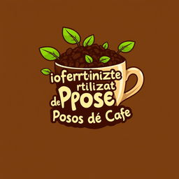 A creative and animated logo design for a coffee grounds-based biofertilizer