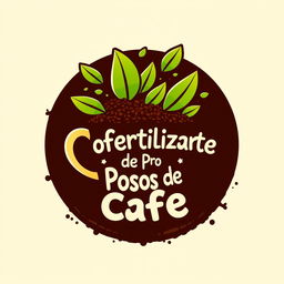 A creative and animated logo design for a coffee grounds-based biofertilizer