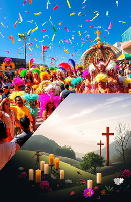 A vibrant and festive representation of Carnaval and Cuaresma