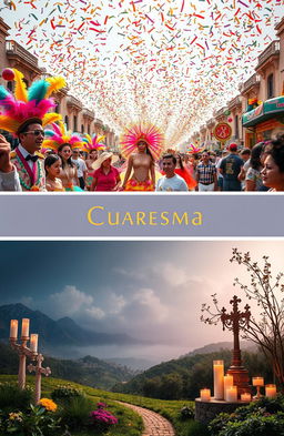 A vibrant and festive representation of Carnaval and Cuaresma
