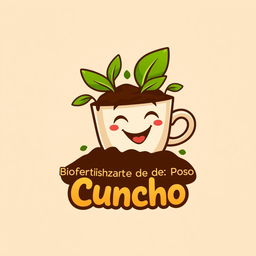 An innovative and playful logo design for a coffee grounds-based biofertilizer called 'Cuncho'