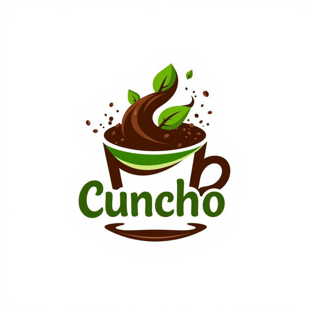 An innovative and eye-catching logo design for a coffee grounds-based biofertilizer called 'Cuncho'