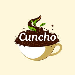 An innovative and eye-catching logo design for a coffee grounds-based biofertilizer called 'Cuncho'