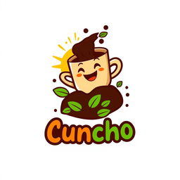 An innovative and eye-catching logo design for a coffee grounds-based biofertilizer called 'Cuncho'
