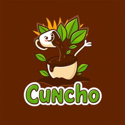 An innovative and eye-catching logo design for a coffee grounds-based biofertilizer called 'Cuncho'
