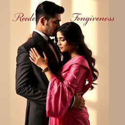 An aesthetic couple intertwined in an intimate embrace, portraying a dynamic mix of love and revenge emotions