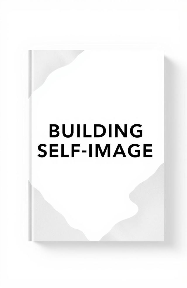 An artistic book cover design titled 'Building Self-Image' featuring a minimalistic white background with bold black font for the title, creating a modern and sleek appearance