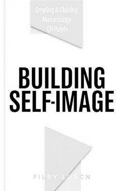 An artistic book cover design titled 'Building Self-Image' featuring a minimalistic white background with bold black font for the title, creating a modern and sleek appearance