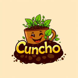 An innovative and eye-catching logo design for a coffee grounds-based biofertilizer called 'Cuncho'
