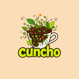 An innovative and creative logo design for a coffee grounds-based biofertilizer called 'Cuncho'