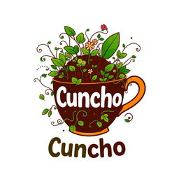 An innovative and creative logo design for a coffee grounds-based biofertilizer called 'Cuncho'